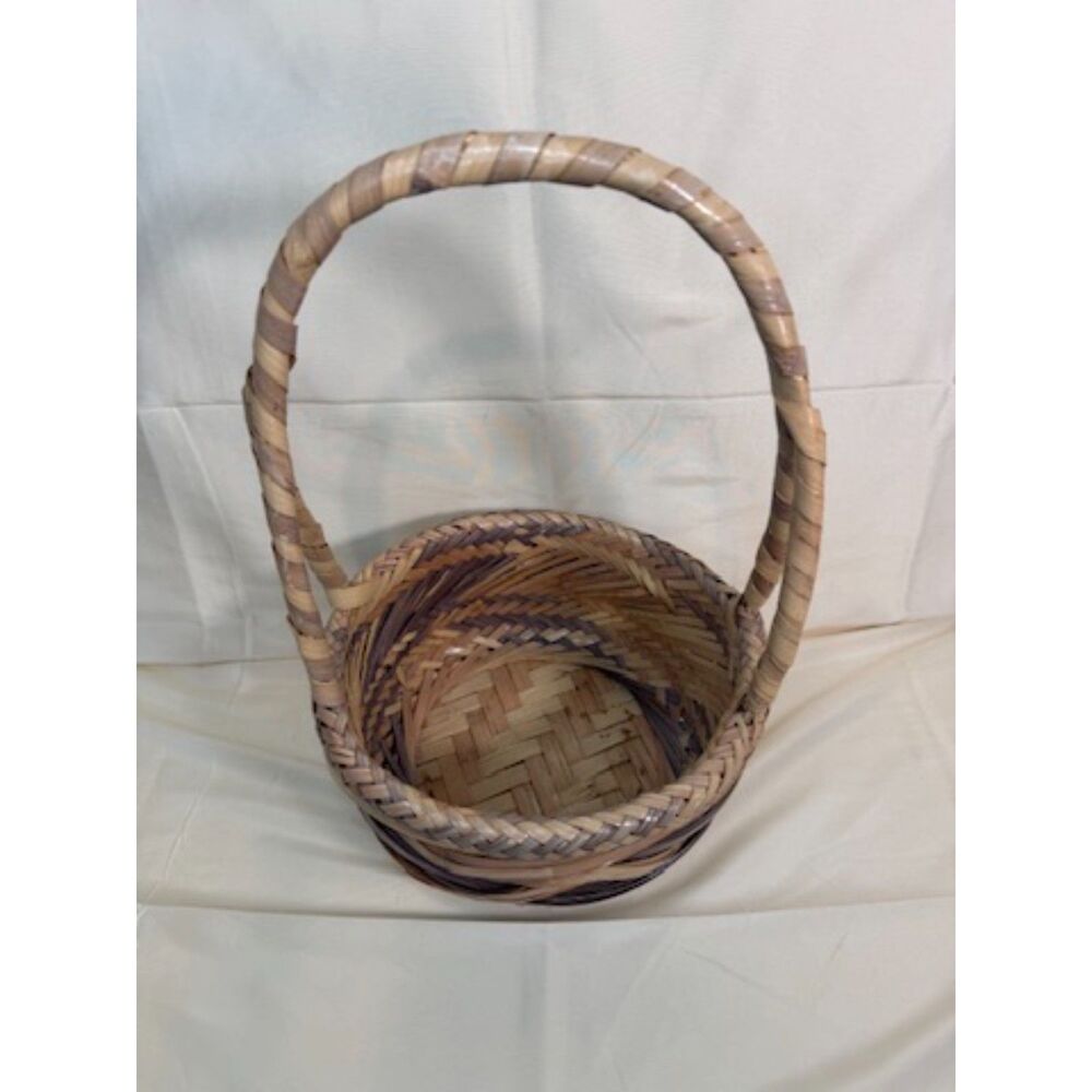 Woven Multi-Color Basket Unique Pattern Cottagecore Farmhouse Rustic